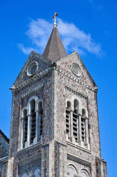 Een Stone Bell Tower Oude Kerk Kitts — Stockfoto