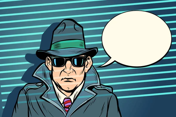 Шпион Секретный Агент Ретро Векторная Иллюстрация Комиксам — стоковое фото