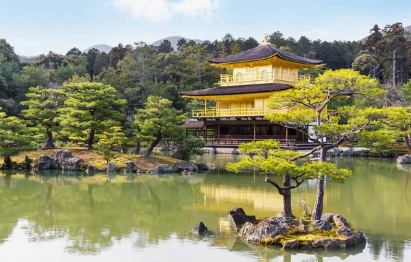 Kinkakuji Festői Tájképe Egy Híres Golden Pavilion Templom Kiotóban Japánban — Stock Fotó