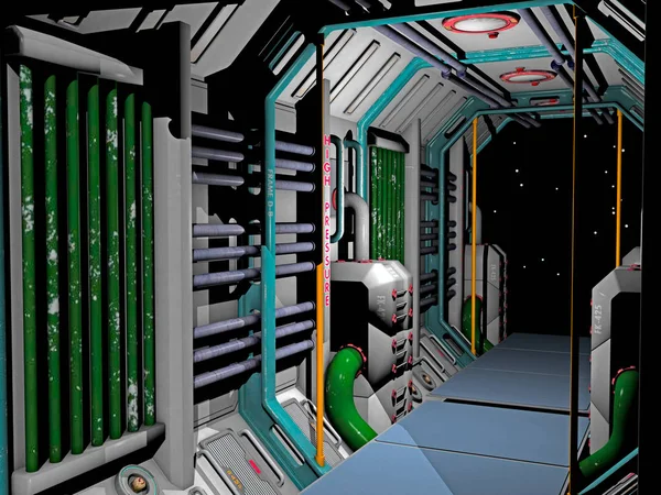 Futuristic Corridor Space Station — Stock Photo, Image