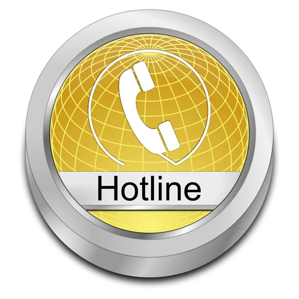 Decorative Golden Hotline Button Illustration — Stock Photo, Image