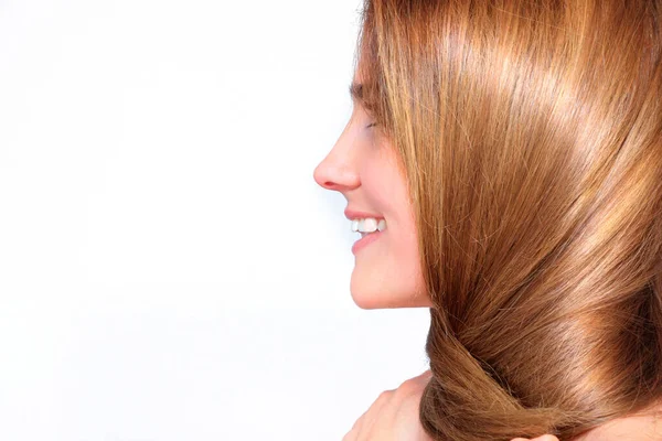 Profil Einer Schönen Frau Mit Langen Blonden Haaren — Stockfoto