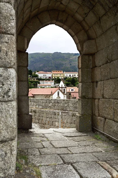 Puerta Gótica Pueblo Linhares Beira Fondo —  Fotos de Stock