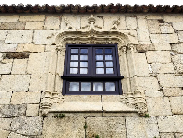 Manueline Ablaka Annak Háznak Ahol Középkori Linhares Beira Falu Zsinagógája — Stock Fotó