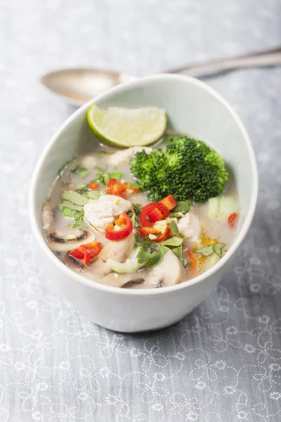 Tajski Tom Kha Gai Zupa Misce — Zdjęcie stockowe