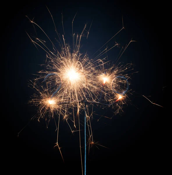 Sparkler Απομονώνονται Ένα Στερεό Μαύρο Φόντο 2019 Καλή Πρωτοχρονιά — Φωτογραφία Αρχείου