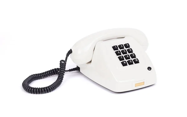 Telefone Branco Vintage Com Fundo Branco — Fotografia de Stock