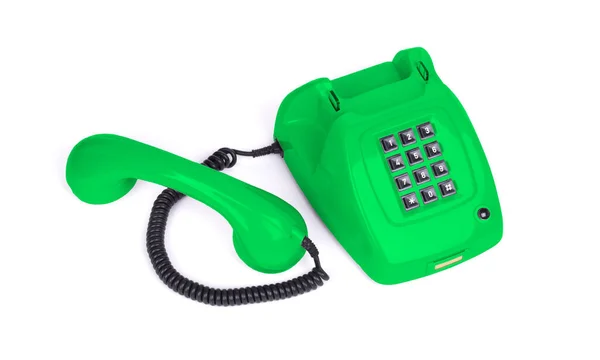 Vintage Zelený Telefon Bílým Pozadím — Stock fotografie