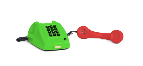 Vintage Multi Colorido Telefone Com Fundo Branco — Fotografia de Stock