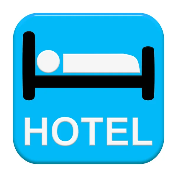 Glänsande Isolerad Blå Knapp Hotel — Stockfoto