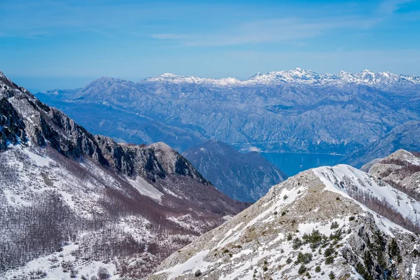 Kotor Bay Stunning Mountain Winter Landscape Seen Top Mount Lovcen — Stock Photo, Image