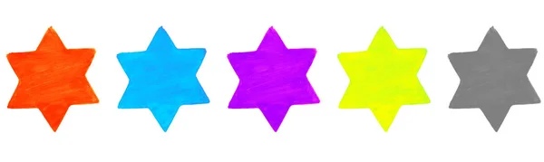 Estrelas Coloridas Pintadas Mão Com Cores Diferentes — Fotografia de Stock