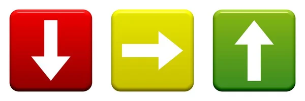 Botões Verde Amarelo Vermelho Com Setas — Fotografia de Stock