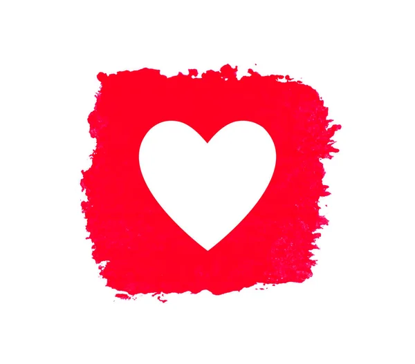 Textura Vermelha Escova Isolada Com Ícone Coração — Fotografia de Stock