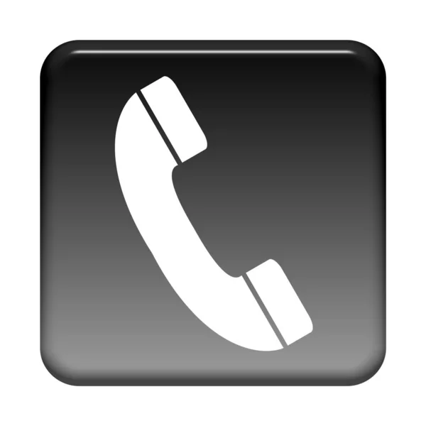 Shiny Isolated Black Button Contact Hotline Telephone — Stock Photo, Image