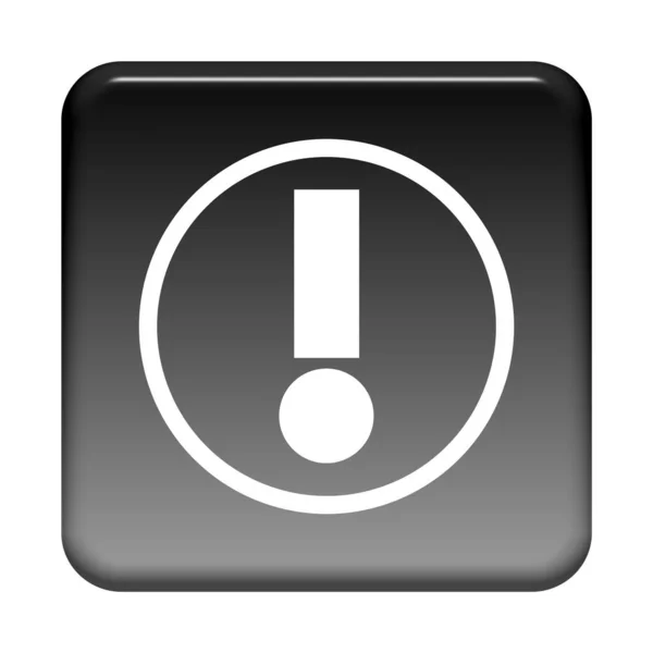 Shiny Isolated Black Button Exclamation Mark — Stock Photo, Image