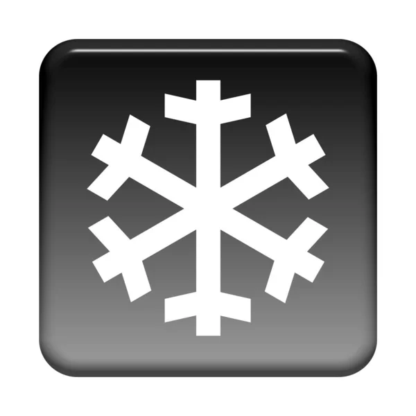 Glänsande Isolerad Svart Knapp Aircon Eller Snowflake — Stockfoto