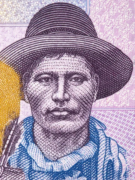 Pablo Zarate Retrato Del Dinero Boliviano — Foto de Stock