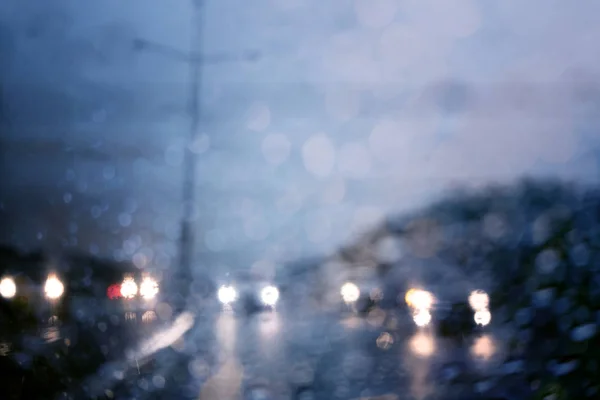 Verkehr Bei Starkem Regen Mit Blick Auf Die Straße Autofenster — Stockfoto