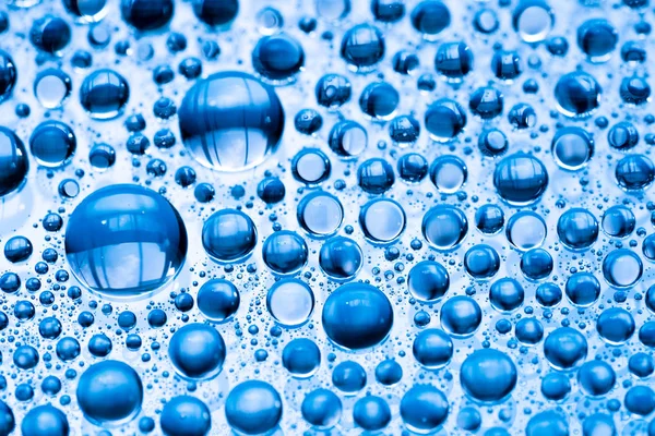 Agua Azul Gotas Fondo Cerca — Foto de Stock