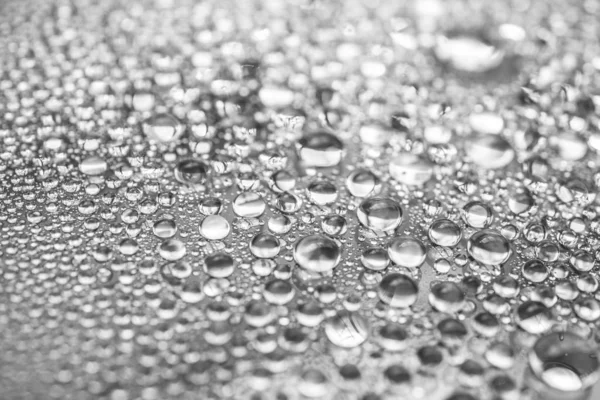 Water Drops Grey Background Close — Stock Photo, Image
