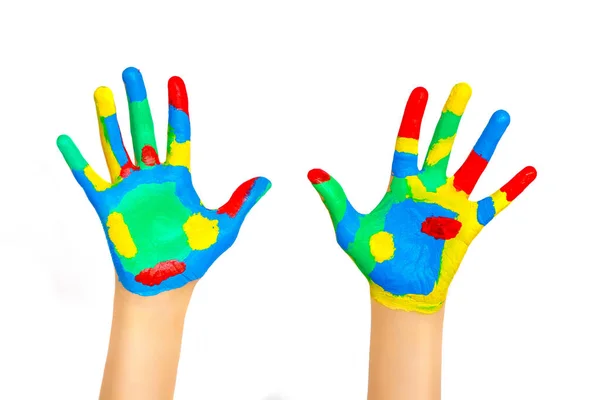 Farbe Bemalte Kinderhand — Stockfoto