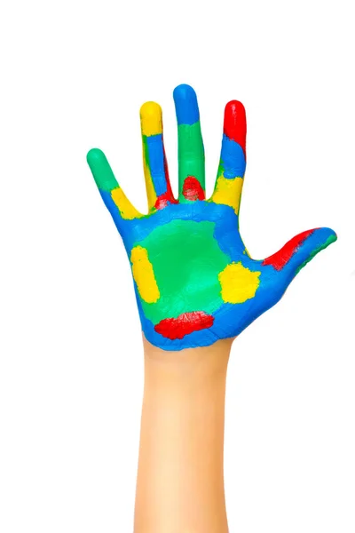 Кольорова Пофарбована Дитяча Рука — стокове фото