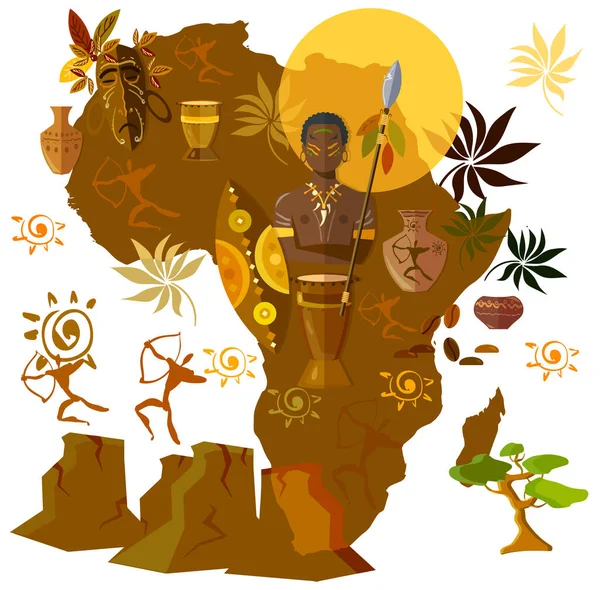 África Cultura Tribu Afro Máscara Antigua Ilustración —  Fotos de Stock