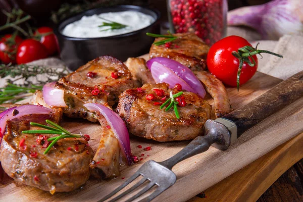 Tasty Lamb Chops Mint Rosemary — Stock Photo, Image