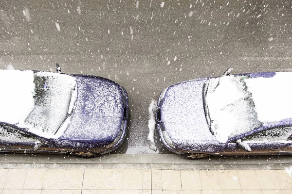 Verschneites Auto Winter Schnee Einem Wintertag Der Stadt Kälte — Stockfoto