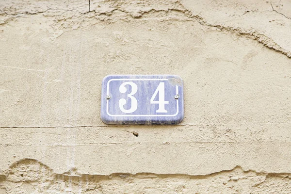 Nummer Muur Van Een Huis Detail Van Een Aantal Informatie — Stockfoto