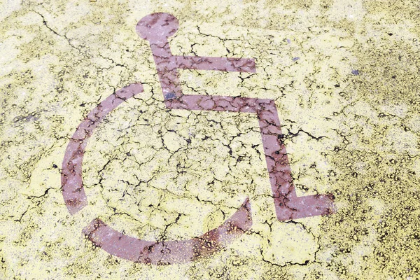 Señal Para Discapacitados Asfalto Detalle Una Señal Para Discapacitados — Foto de Stock