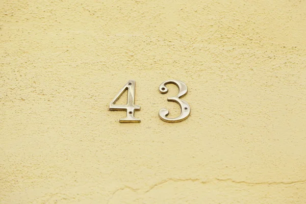 Номер Сорок Три Стене Дома Подробная Информация Четное Число — стоковое фото