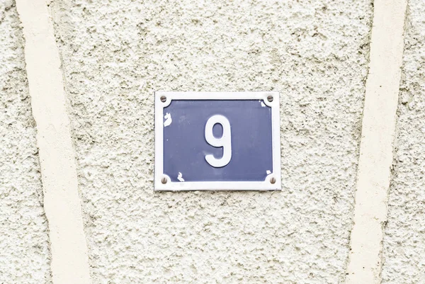 Number Nine Wall Detail Wall Number Information Odd Number — Stock Photo, Image