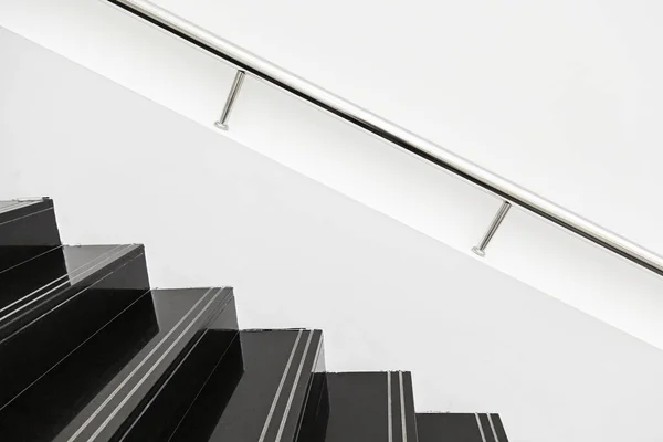 Black Marble Stairs Detail Interior Modernist Building Modern Architecture — Stock Photo, Image