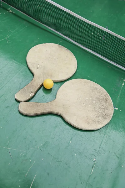 Clásico Ping Pong Madera Detalle Juego Acción Deporte Diversión —  Fotos de Stock