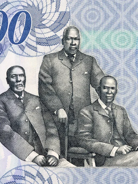 Drei Häuptlinge Sebele Bathoen Khama Iii Portrait Aus Botswana Geld — Stockfoto