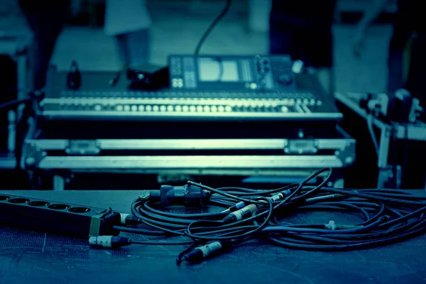 Kabelový Mixér Detail Hudebního Nástroje Koncertě — Stock fotografie