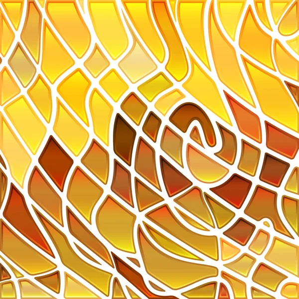 Abstract Vector Stained Glass Mosaic Background Yellow Brown — Stock Photo, Image