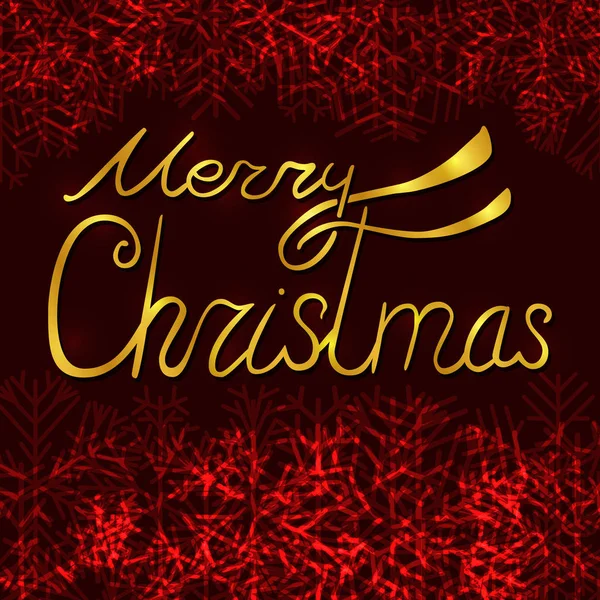 Calligraphic Golden Merry Christmas Lettering Red Background Tarjeta Felicitación Navidad — Foto de Stock