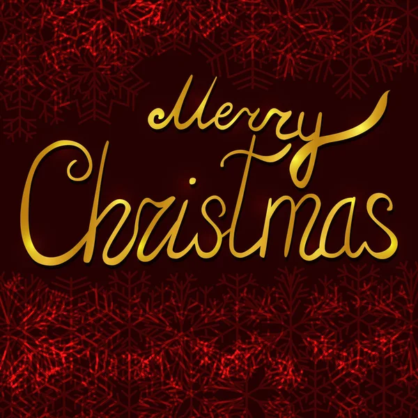 Calligraphic Golden Merry Christmas Lettering Red Background Tarjeta Felicitación Navidad —  Fotos de Stock