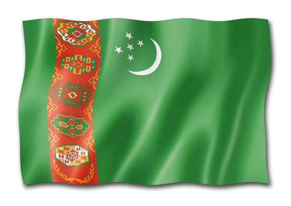 Turkmenistan Flag Three Dimensional Render Isolated White — Stock Photo, Image