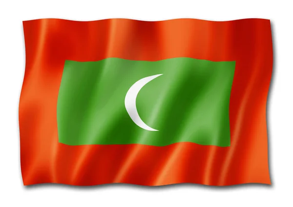 Μαλδίβες Σημαία Τριών Διαστάσεων Καθιστούν Απομονώνονται Λευκό — Φωτογραφία Αρχείου