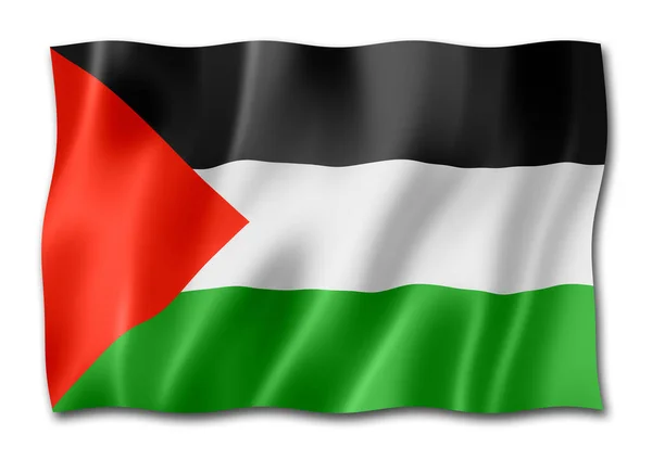 Palestina Vlajka Tří Dimenzionální Vykreslování Izolované Bílém — Stock fotografie