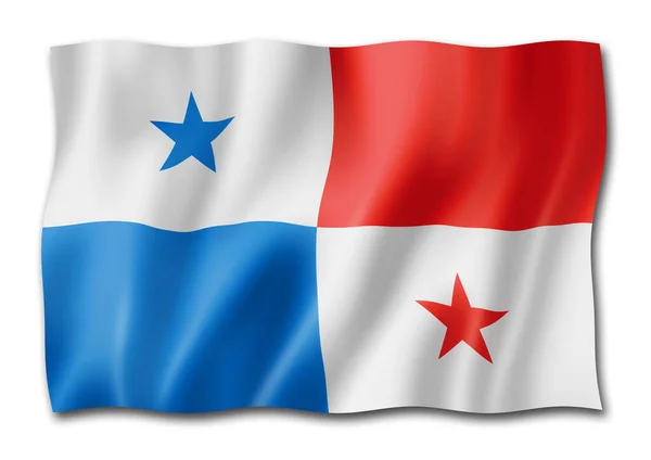 Panama Flagga Tre Dimensionell Render Isolerad Vit — Stockfoto