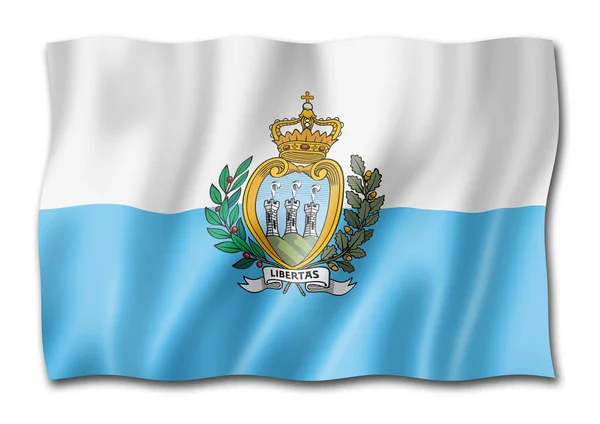 San Marino Flag Three Dimensional Render Isolated White — Stock Photo, Image