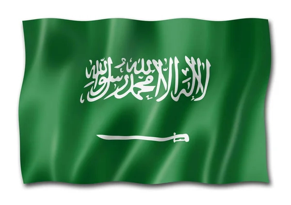 Saudi Arabische Flagge Dreidimensionales Rendering Isoliert Auf Weiß — Stockfoto