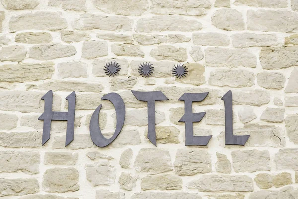 Sinal Hotel Três Estrelas Detalhe Uma Informação Texto Uma Acomodação — Fotografia de Stock