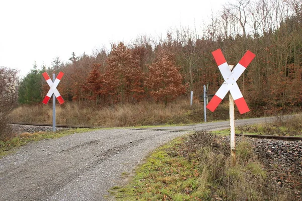 Andrew Cross Ungated Railroad Crossing Weissach — Stok fotoğraf