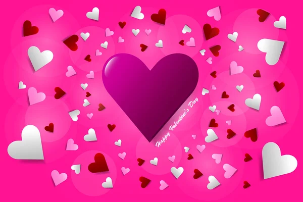 One Pink Heart Center Vector Many Small Hearts Them All — Stock Photo, Image